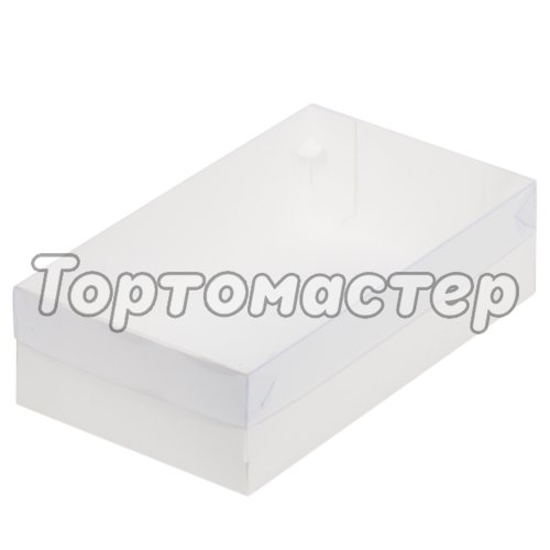 Коробка для печенья/конфет с прозрачной крышкой белая 25х15х7см 070270 ф