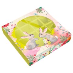 Коробка на 16 конфет с окном "Зайчата" 17,7х17,7х3,8 см КУ-677  КУ-00677