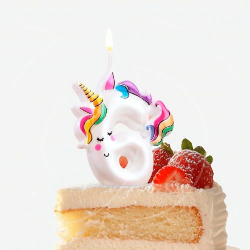 Свеча декоративная Цифра "6" Единорог 9485670