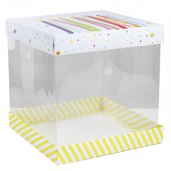 Коробка для торта прозрачная "Поздравляю!" 30х30х30 см 3929579