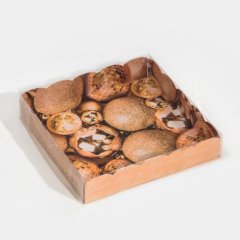 Коробка для сладостей с прозрачной крышкой "Ёлочные шары" 15х15х3 см 7855025