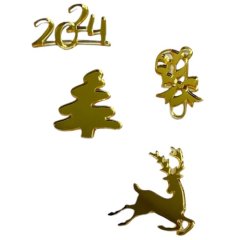 Набор топперов декоративных Набор новогодний Золото 4х4,5 см 4 шт ТСК169