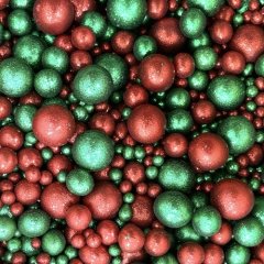 Посыпка кондитерская из дутого риса жемчуг блестящий "Красно-зелёный микс" 50 г 719	