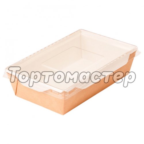 Коробка с пластиковой крышкой Крафт 20,7x12,7x5,5 см ECO OpSalad 800