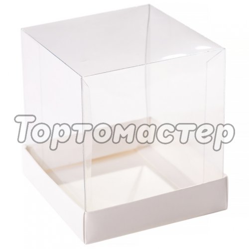 Коробка прозрачная с белым дном 18х18х22 см У00650