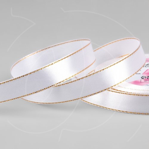 Лента для декора и упаковки Атласная Белая с золотом 15 мм 1902792, 149 ₽ Лента для декора и упаковки Атласная Белая с золотом 15 мм 1902792