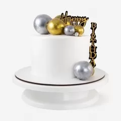 Топпер декоративный акриловый "Happy Birthday" Чёрно-золотой 9,5х15 см 551037